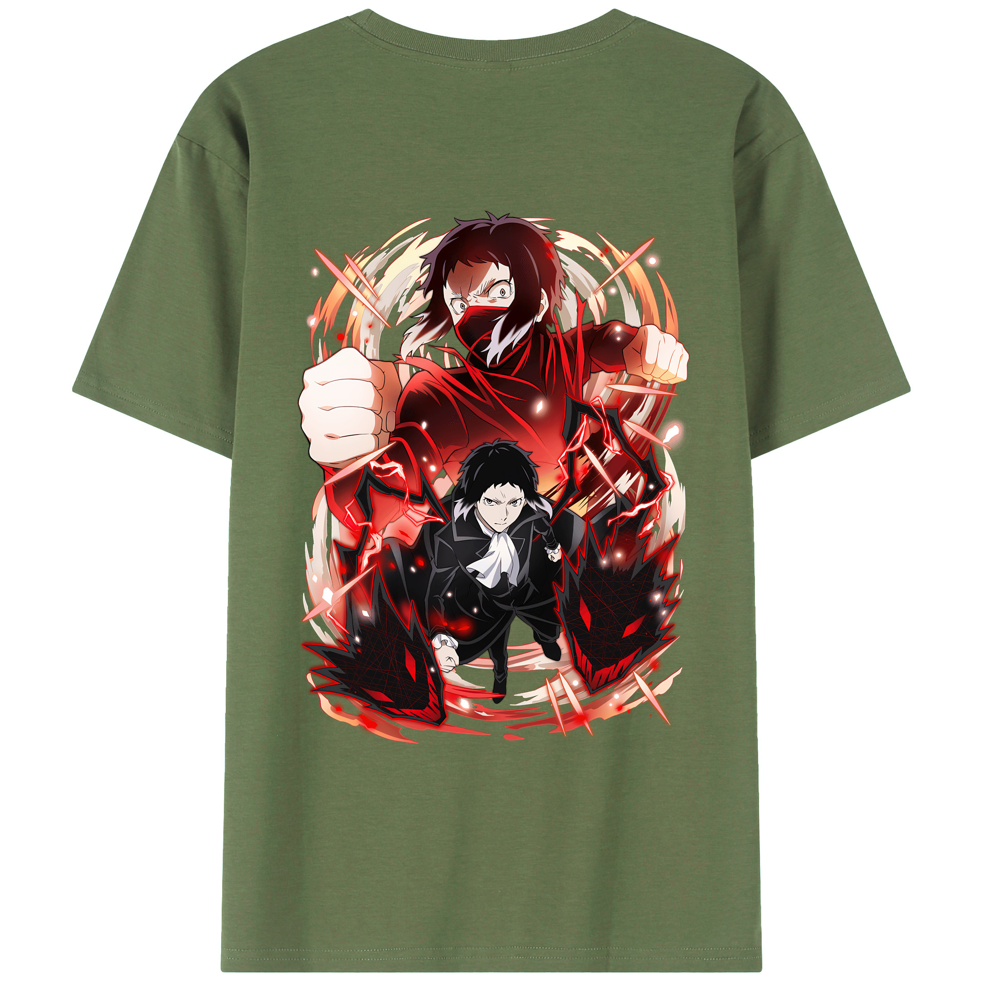 （画像用） 文豪ストレイドッグス Bungo Stray Dogs 綿100％ メンズ半袖Tシャツ（バックプリント） 通気性